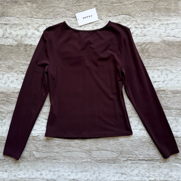 FRAME The Keyhole Matte Jersey Top in Cabernet Size S - Picture 7 of 16